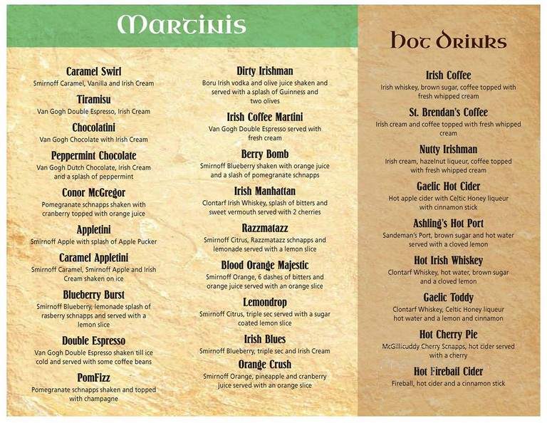 Ashling on the Lough - Kenosha, WI menu_pic
