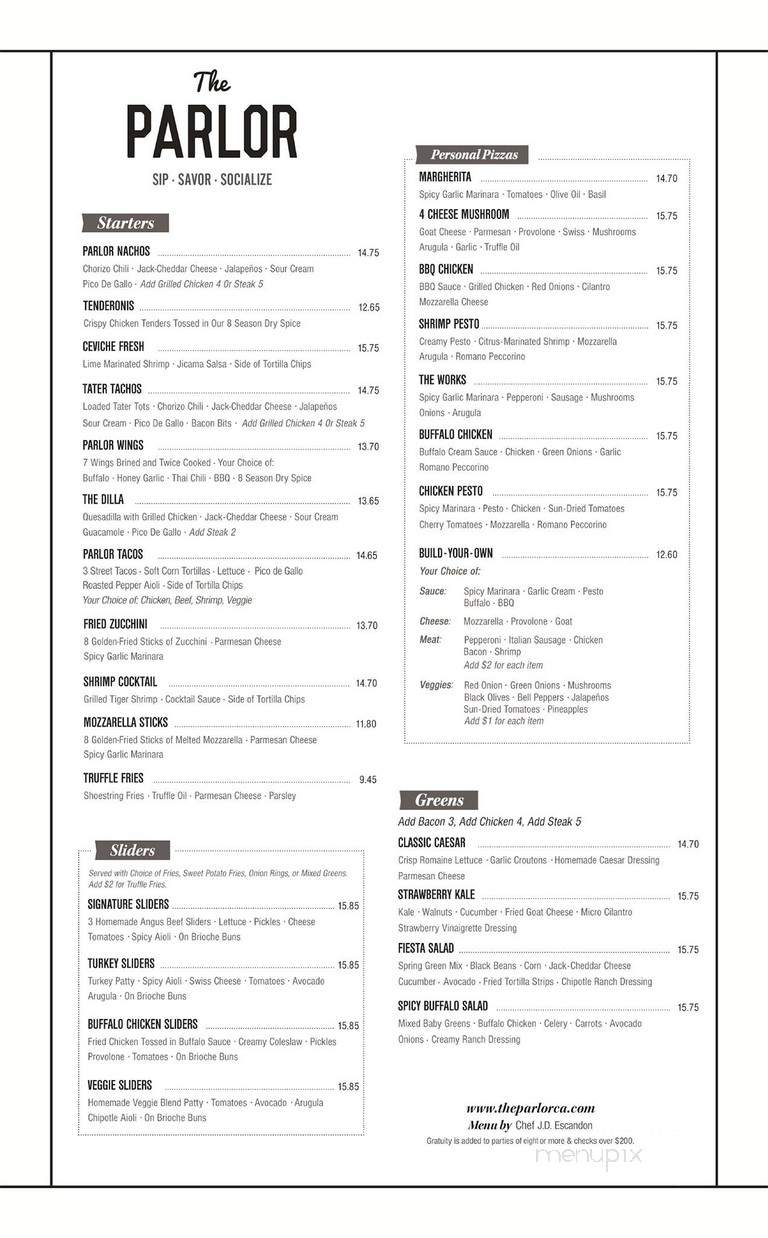 The Parlor Hollywood - West Hollywood, CA menu_pic