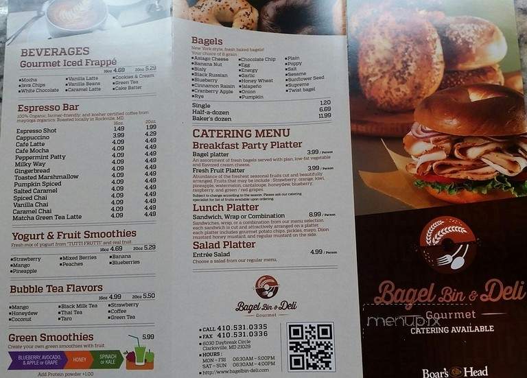 Bagel Bin - Clarksville, MD menu_pic