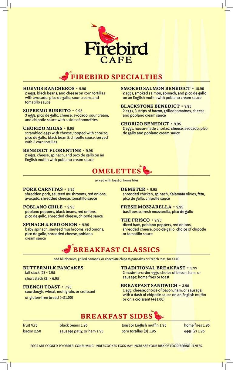 Firebird Cafe - Essex Junction, VT menu_pic