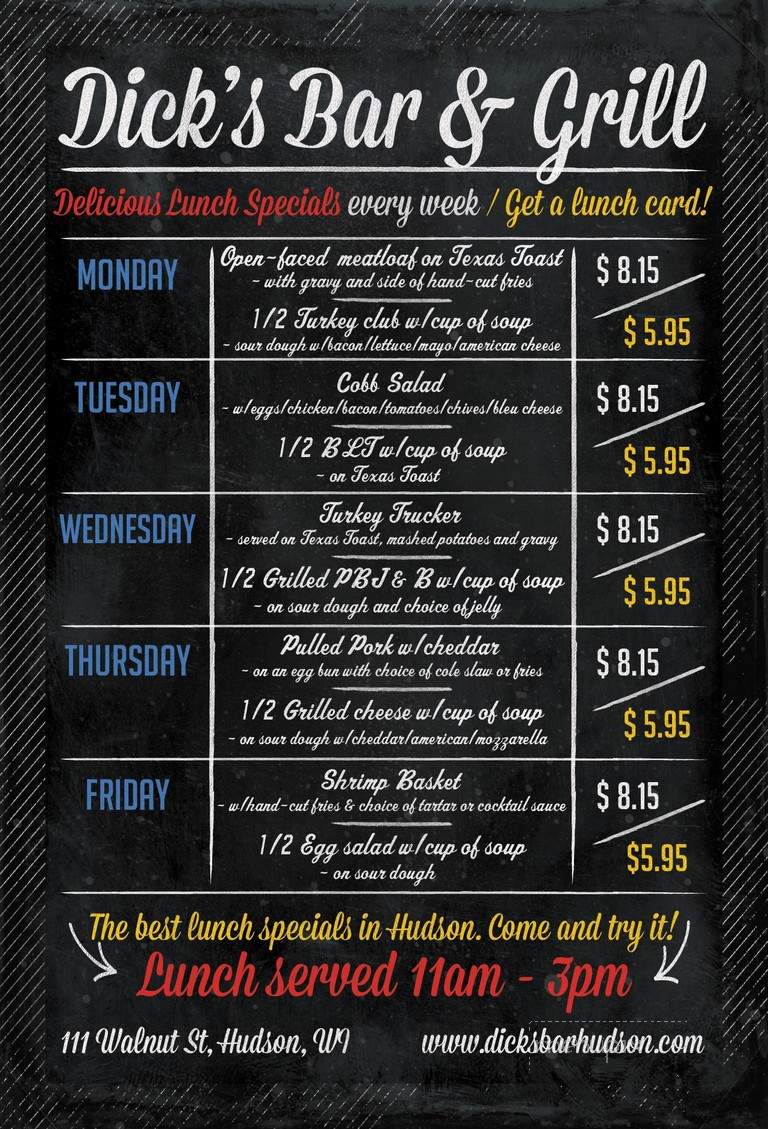 Dick's Bar - Hudson, WI menu_pic