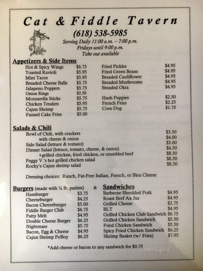 Cat & Fiddle Tavern - Belleville, IL menu_pic