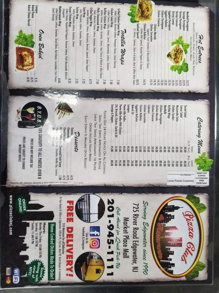 Pizza Club - North Arlington, NJ menu_pic