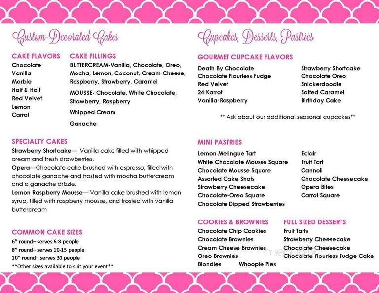 Cakes for Occasions - Danvers, MA menu_pic