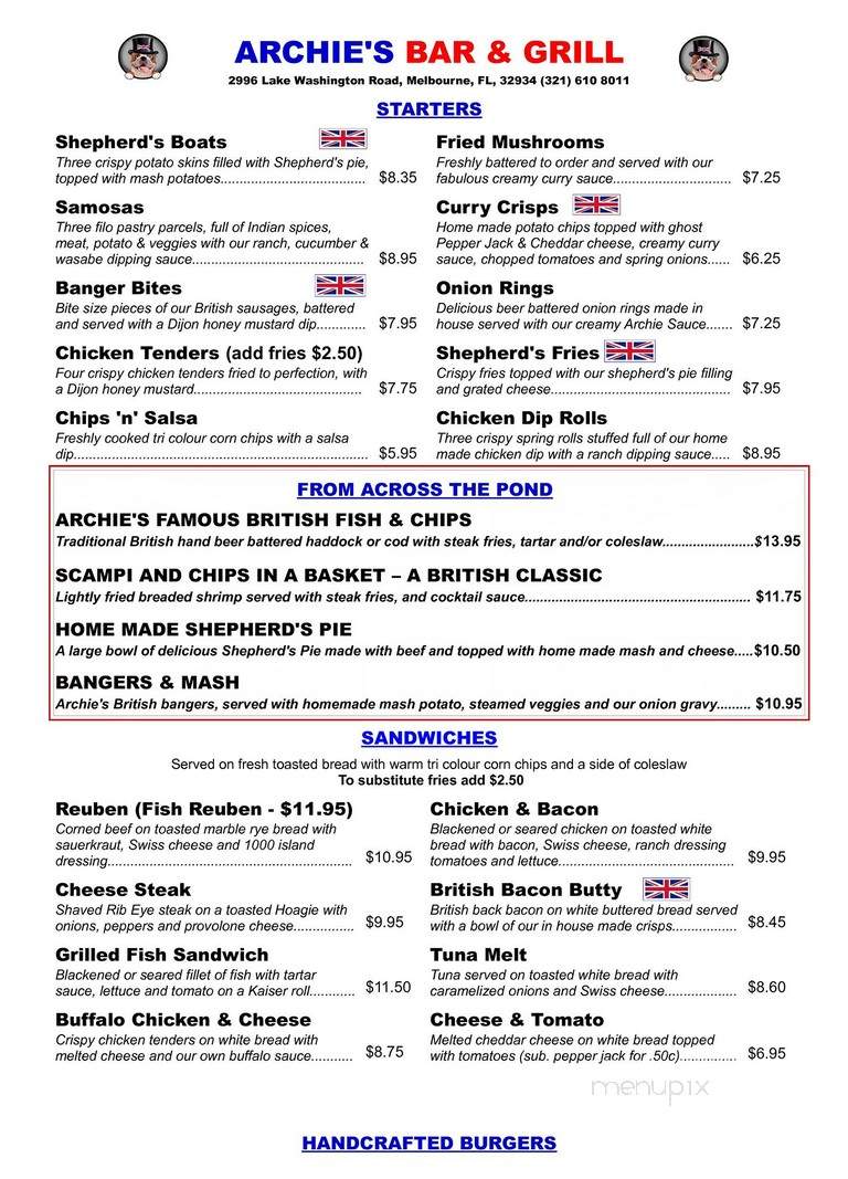 Fish's Pub - Melbourne, FL menu_pic