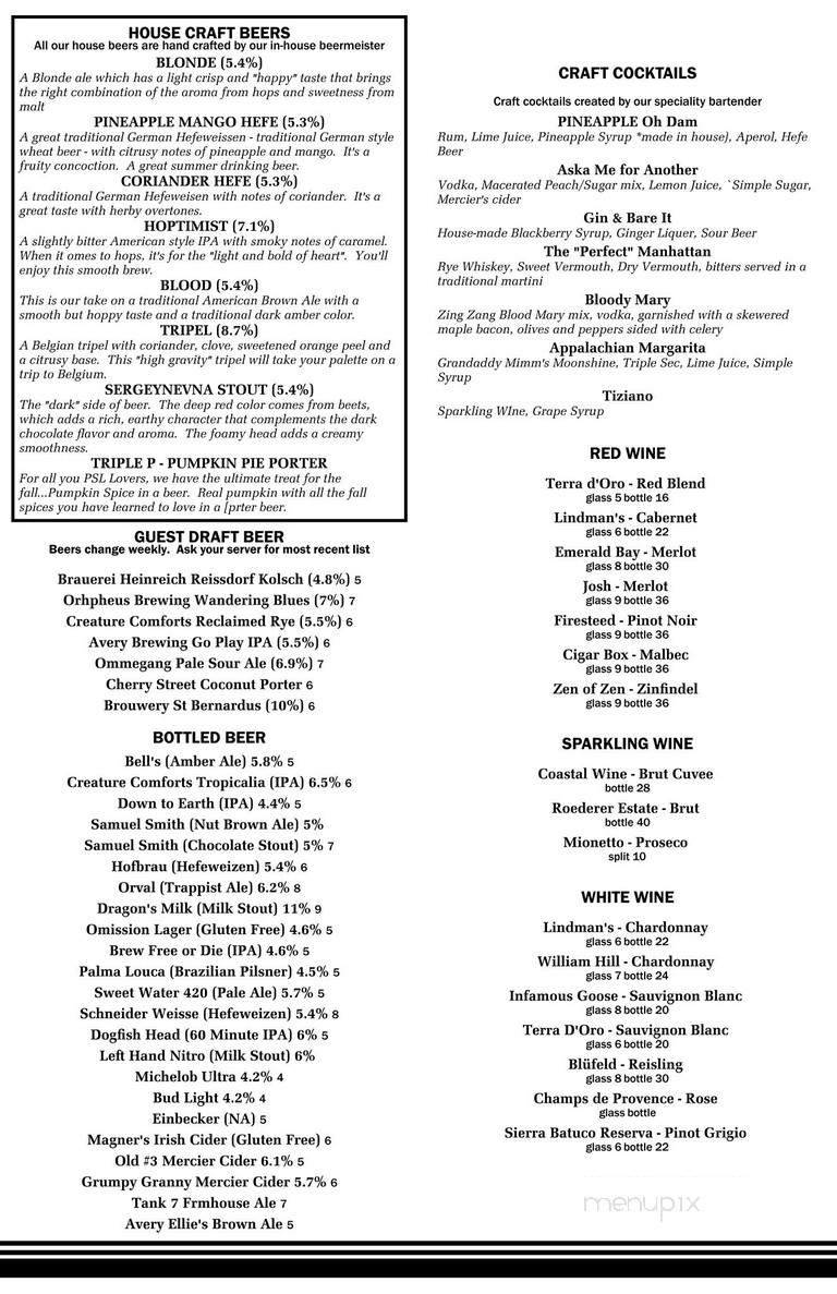 Blue Ridge Brewery - Blue Ridge, GA menu_pic