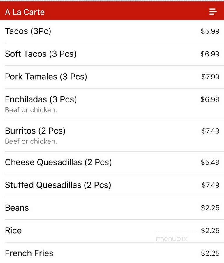 El Toro Loco Kirby - Memphis, TN menu_pic