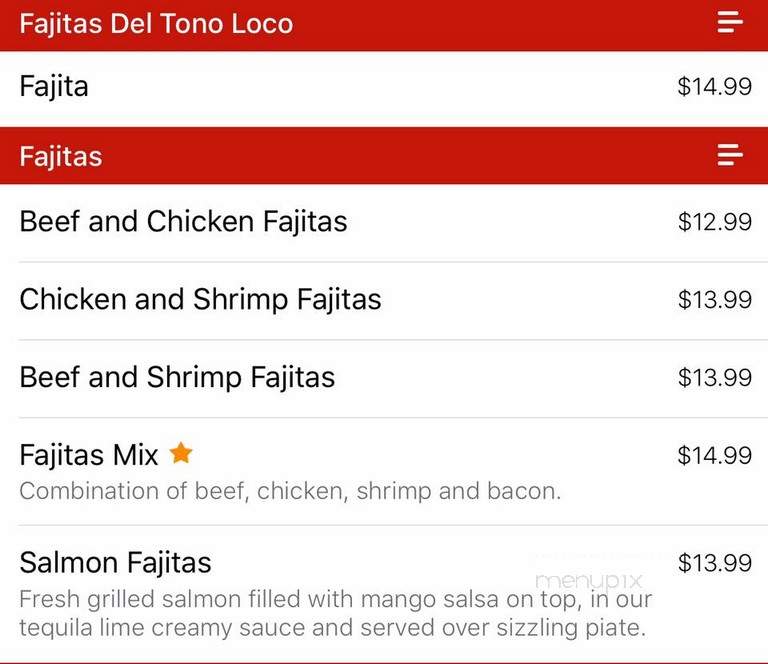 El Toro Loco Kirby - Memphis, TN menu_pic