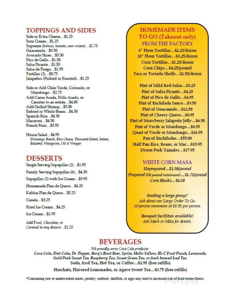 Senior Manuels - Colorado Springs, CO menu_pic