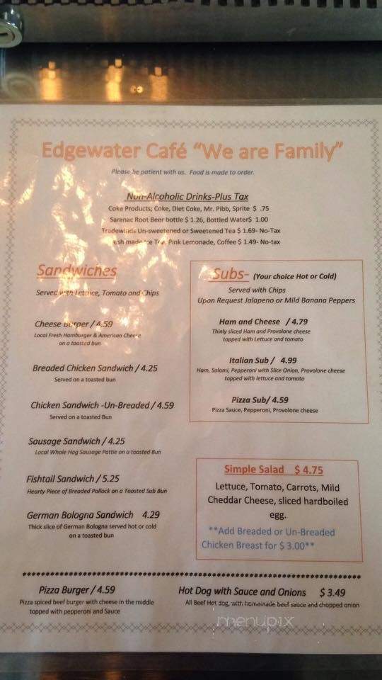 Edgewater Cafe - Marietta, OH menu_pic
