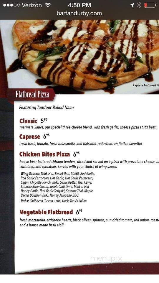 Bart & Urby's Downtown Bar & Bistro - Wilkes Barre, PA menu_pic