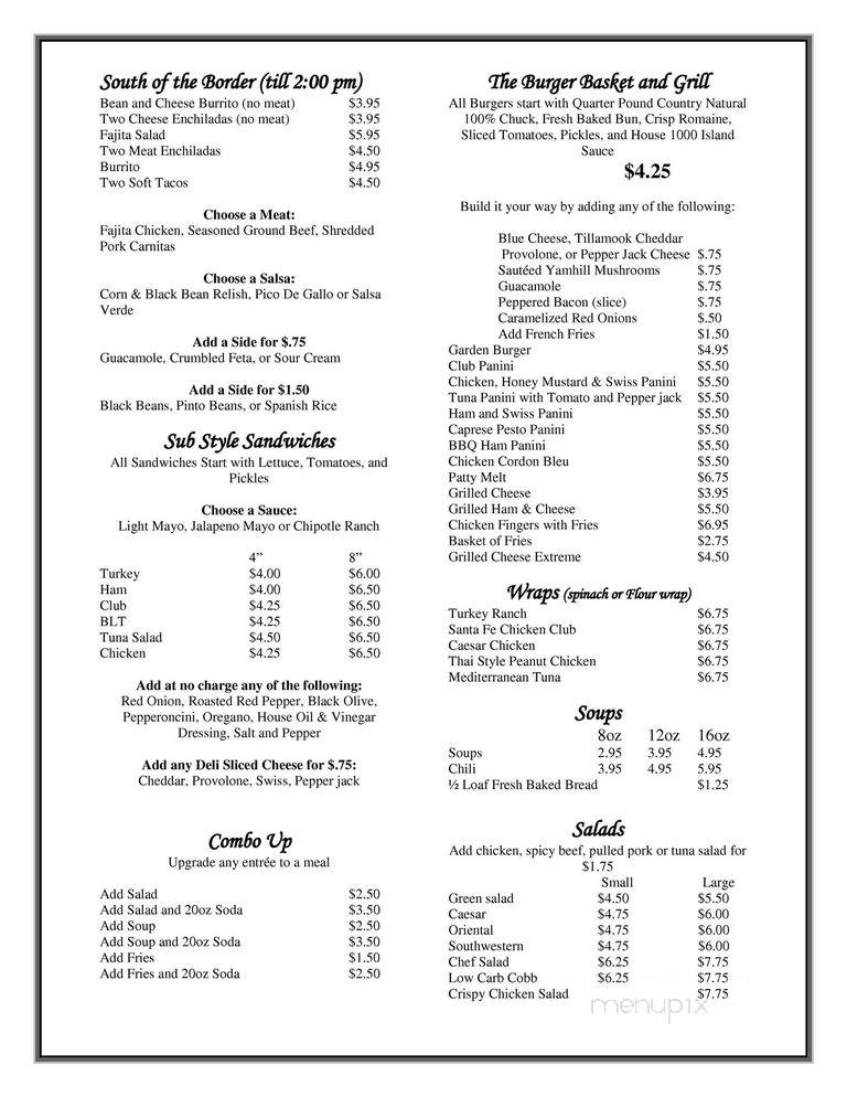 Cafe Today at the Lloyd Tower - Portland, OR menu_pic