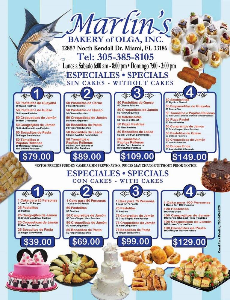 Marlin's Bakery - Miami, FL menu_pic