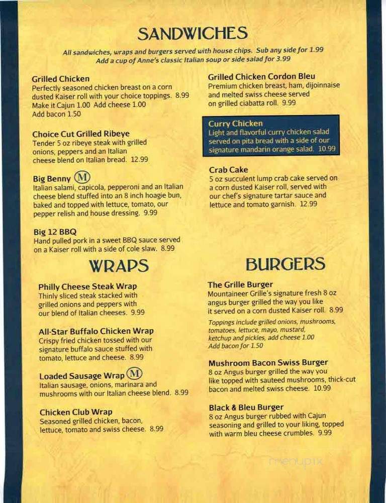 Mountaineer Grill - Bridgeport, WV menu_pic
