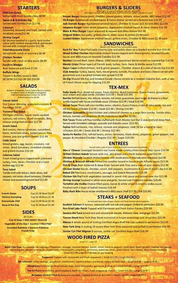 Ox Bar & Grill - Oxford, MI menu_pic