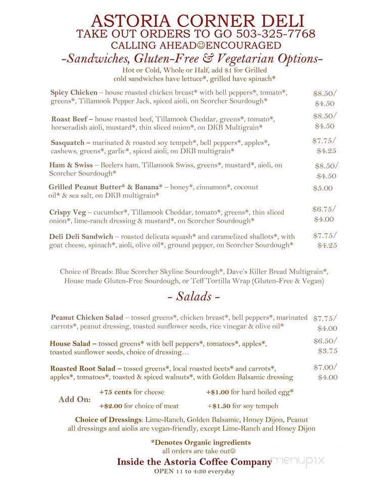 Astoria Coffee Co - Astoria, OR menu_pic