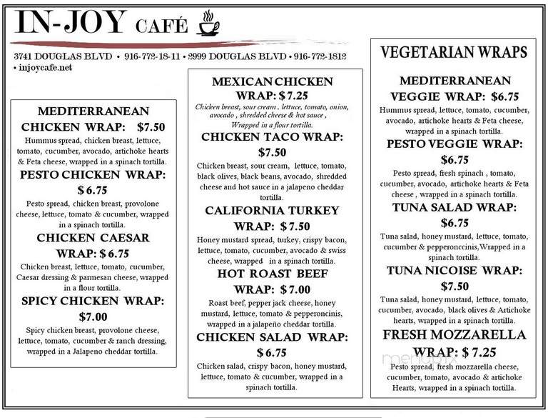 In-Joy Cafe - Roseville, CA menu_pic