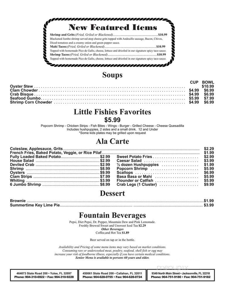 Junior's Seafood Restaurant & Grill - Jacksonville, FL menu_pic