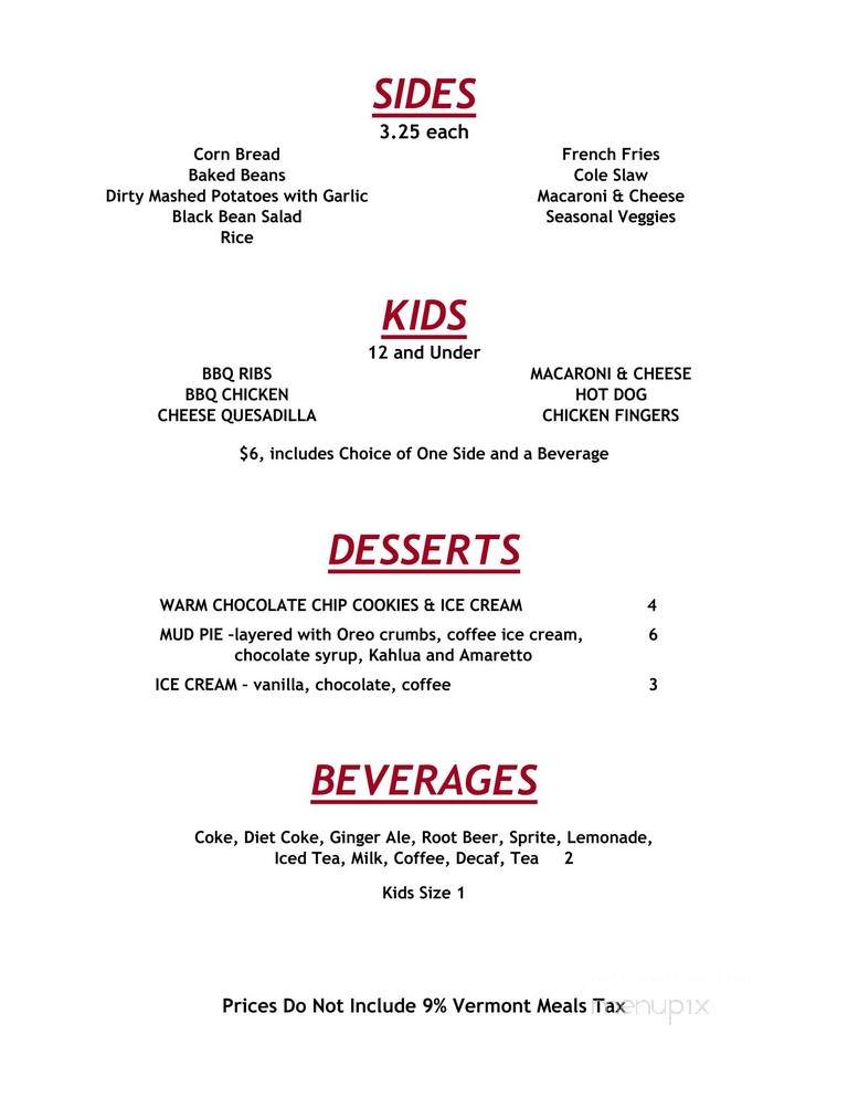 Local Folks Smoke House - Waitsfield, VT menu_pic