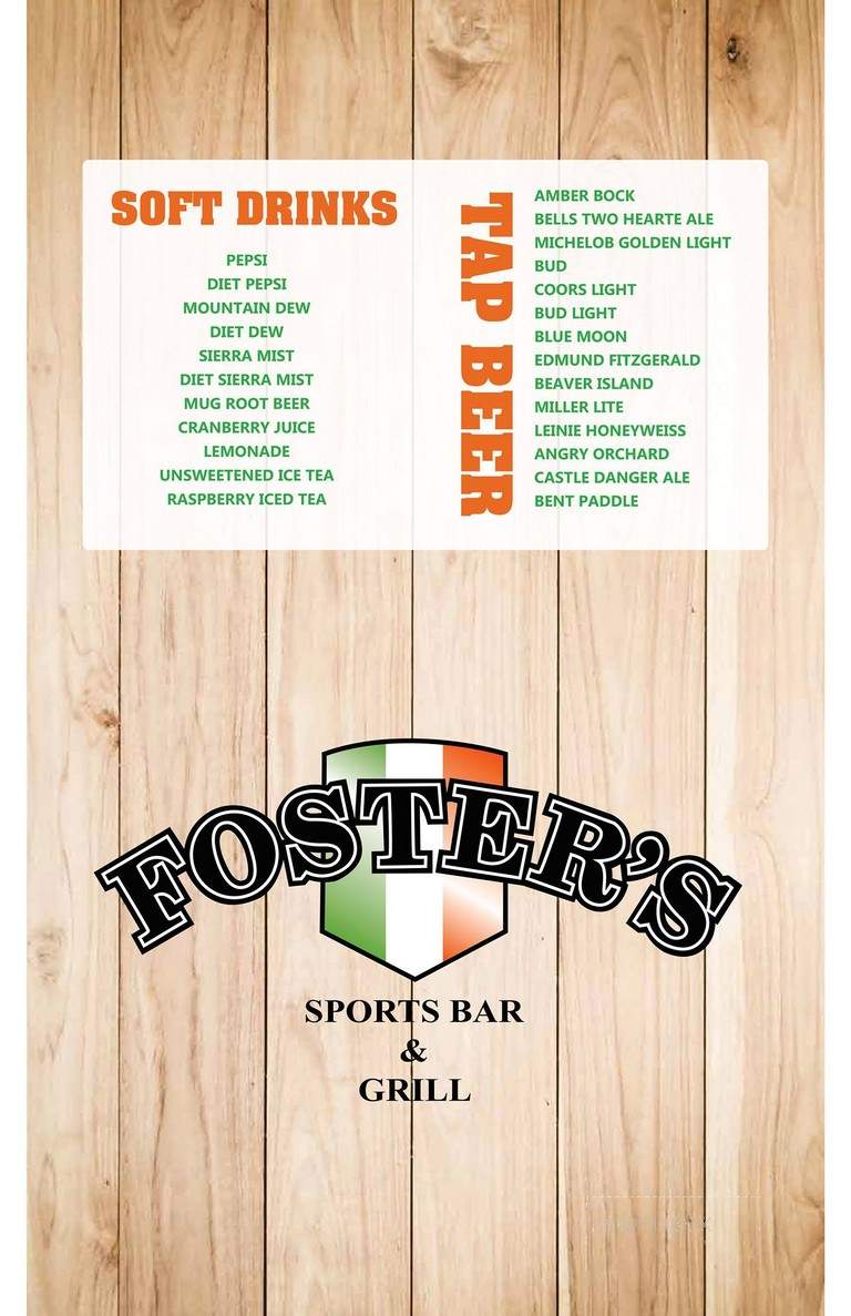 Foster's Sportsbar & Grill - Hermantown, MN menu_pic