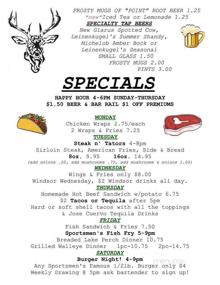 Sportsmens Bar - Ridgeland, WI menu_pic