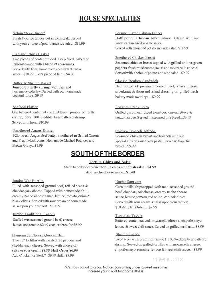 Loggers Depot - West Branch, MI menu_pic