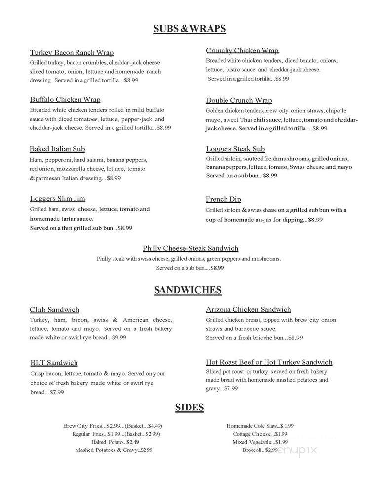 Loggers Depot - West Branch, MI menu_pic