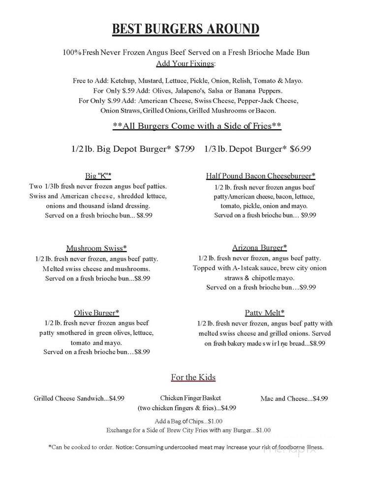Loggers Depot - West Branch, MI menu_pic