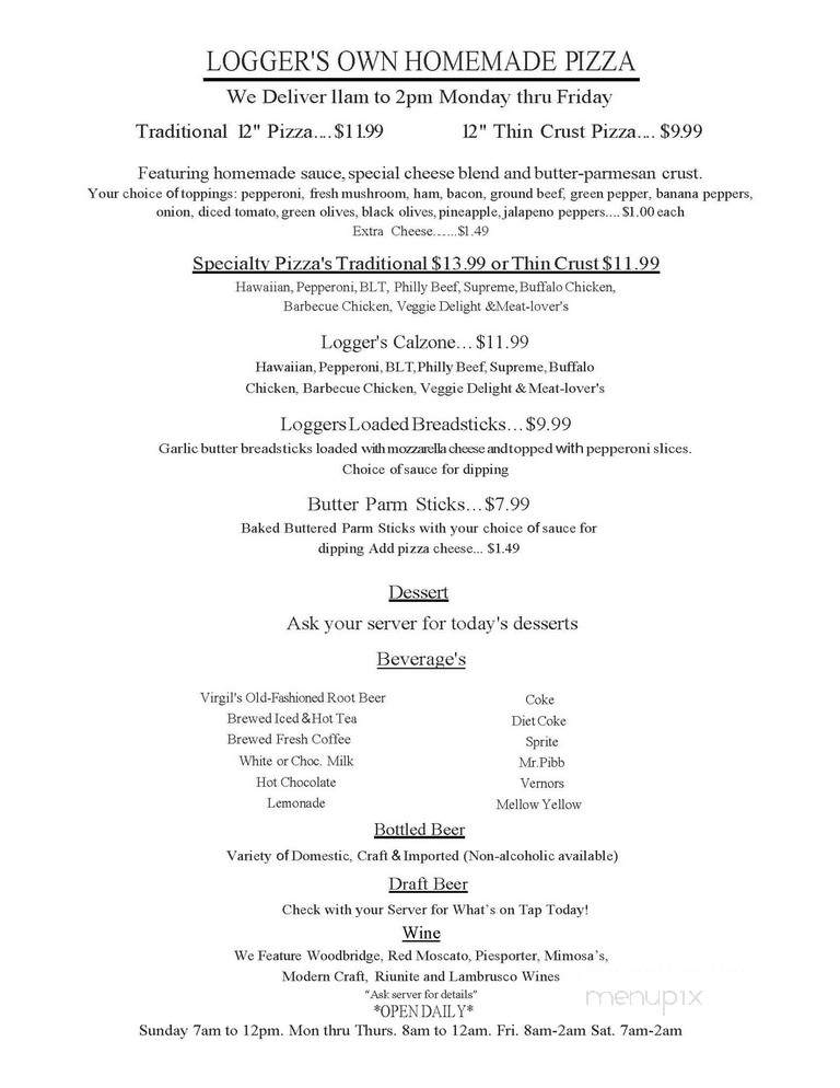 Loggers Depot - West Branch, MI menu_pic