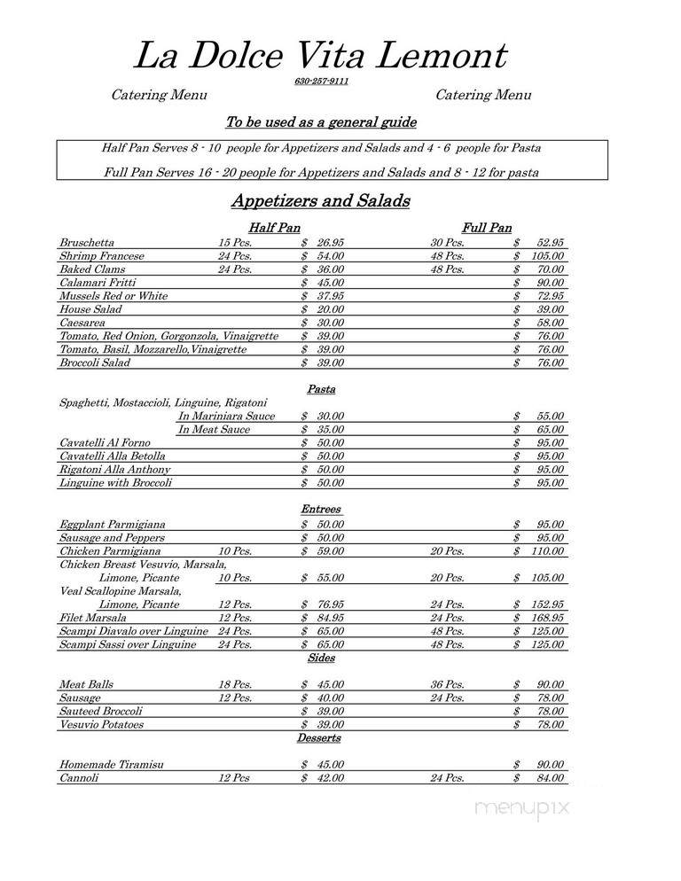 La Dolce Vita of Lemont - Lemont, IL menu_pic