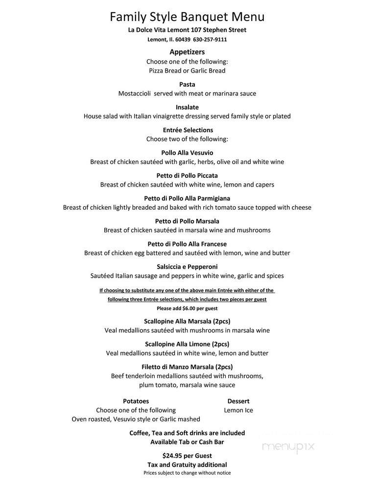 La Dolce Vita of Lemont - Lemont, IL menu_pic
