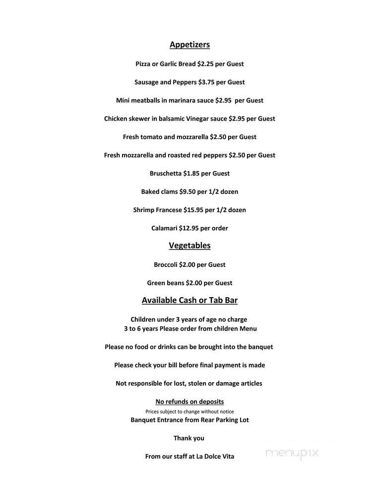 La Dolce Vita of Lemont - Lemont, IL menu_pic