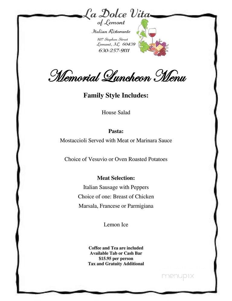 La Dolce Vita of Lemont - Lemont, IL menu_pic