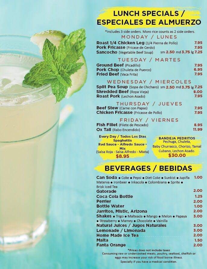 Pedrito's Cafe - Fort Lauderdale, FL menu_pic