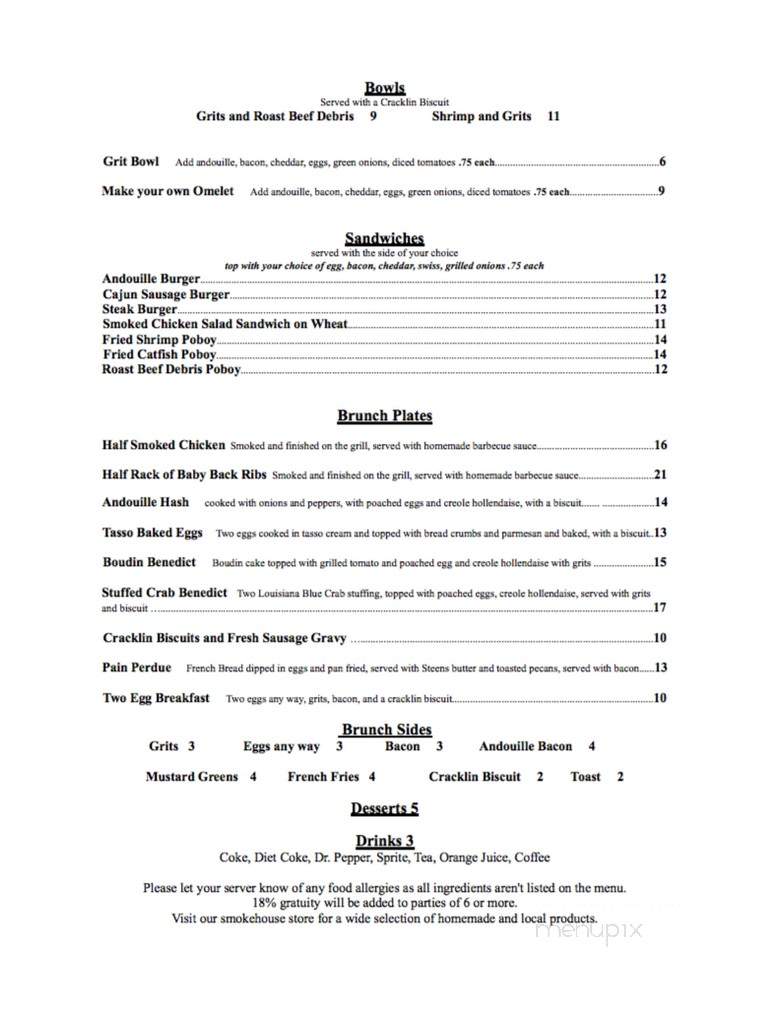 Wayne Jacob's Smokehouse & Restaurant - Laplace, LA menu_pic