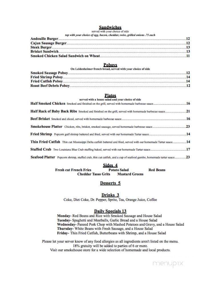 Wayne Jacob's Smokehouse & Restaurant - Laplace, LA menu_pic