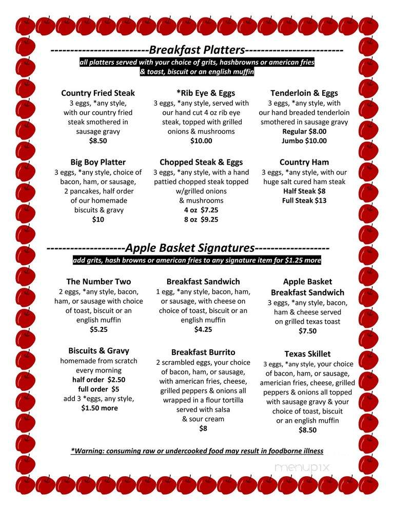 Ashleys - Sikeston, MO menu_pic