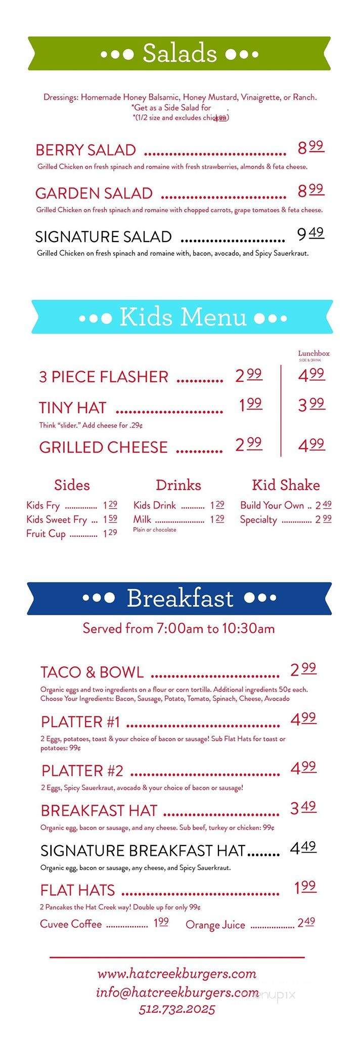 Hat Creek Burger Co. - Austin, TX menu_pic
