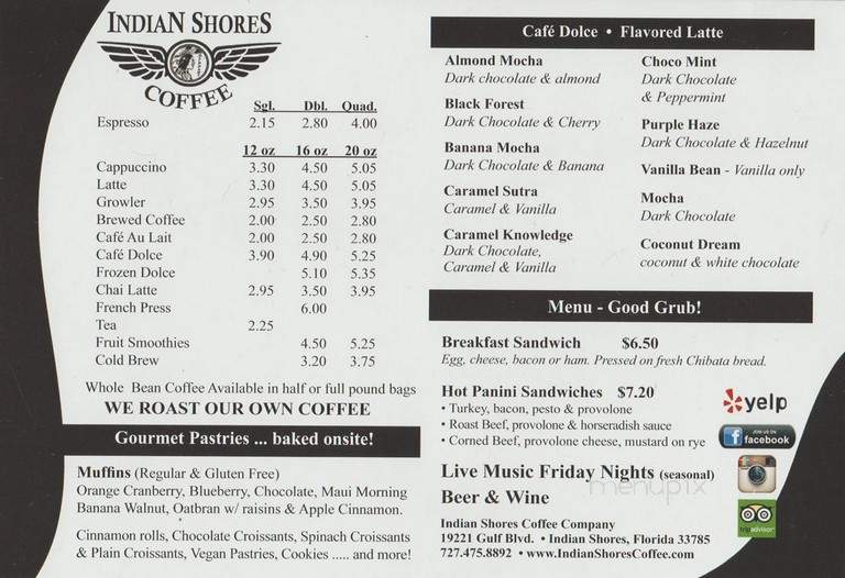 Indian Shores Coffee Co - Indian Shores, FL menu_pic