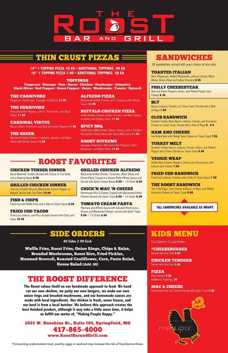 The Roost - Springfield, MO menu_pic