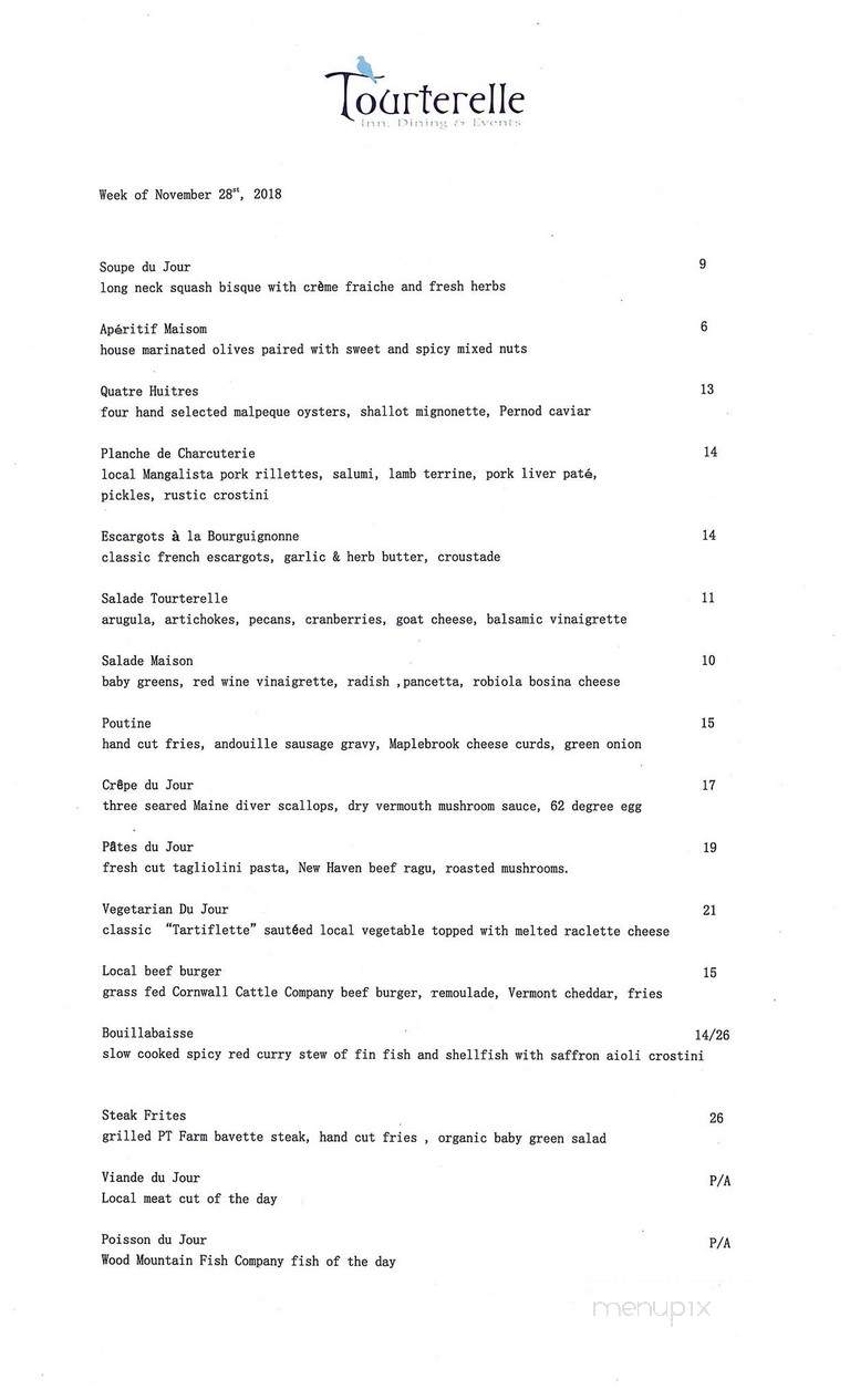 Tourterelle - New Haven, VT menu_pic