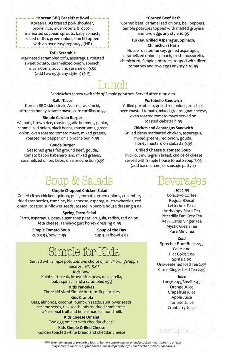 Simple. - Lake Geneva, WI menu_pic