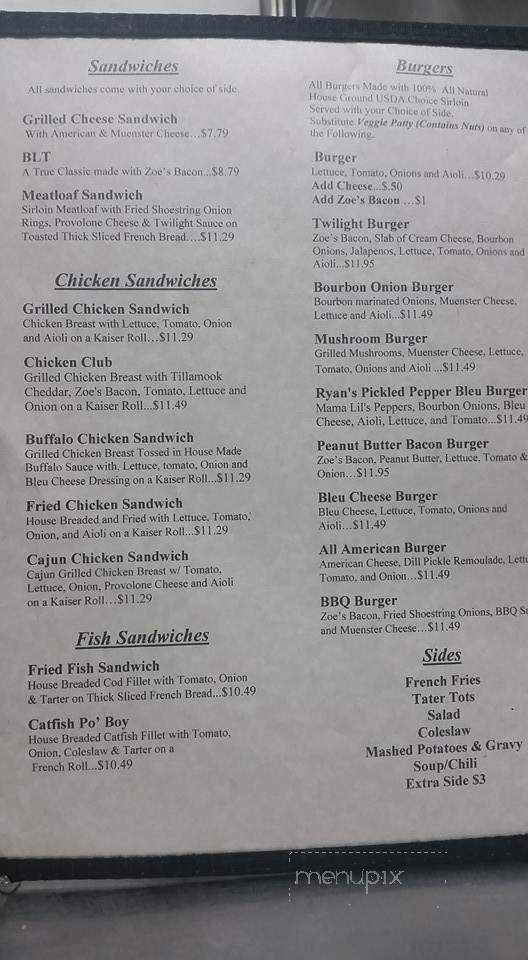 Twilight Exit - Seattle, WA menu_pic