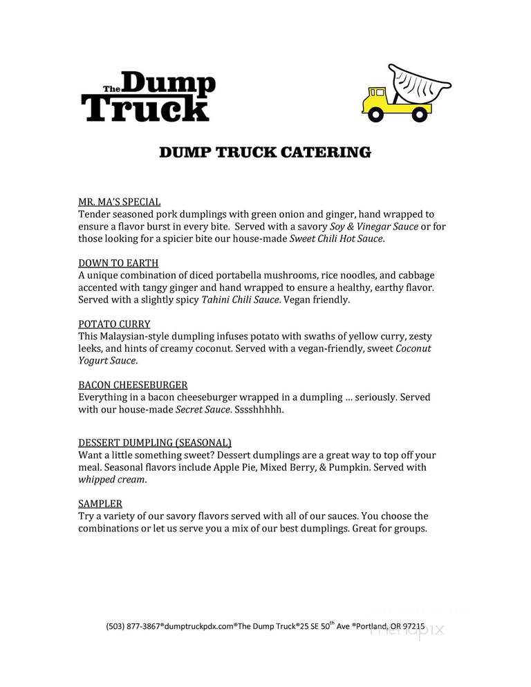 The Dump Truck - Portland, OR menu_pic
