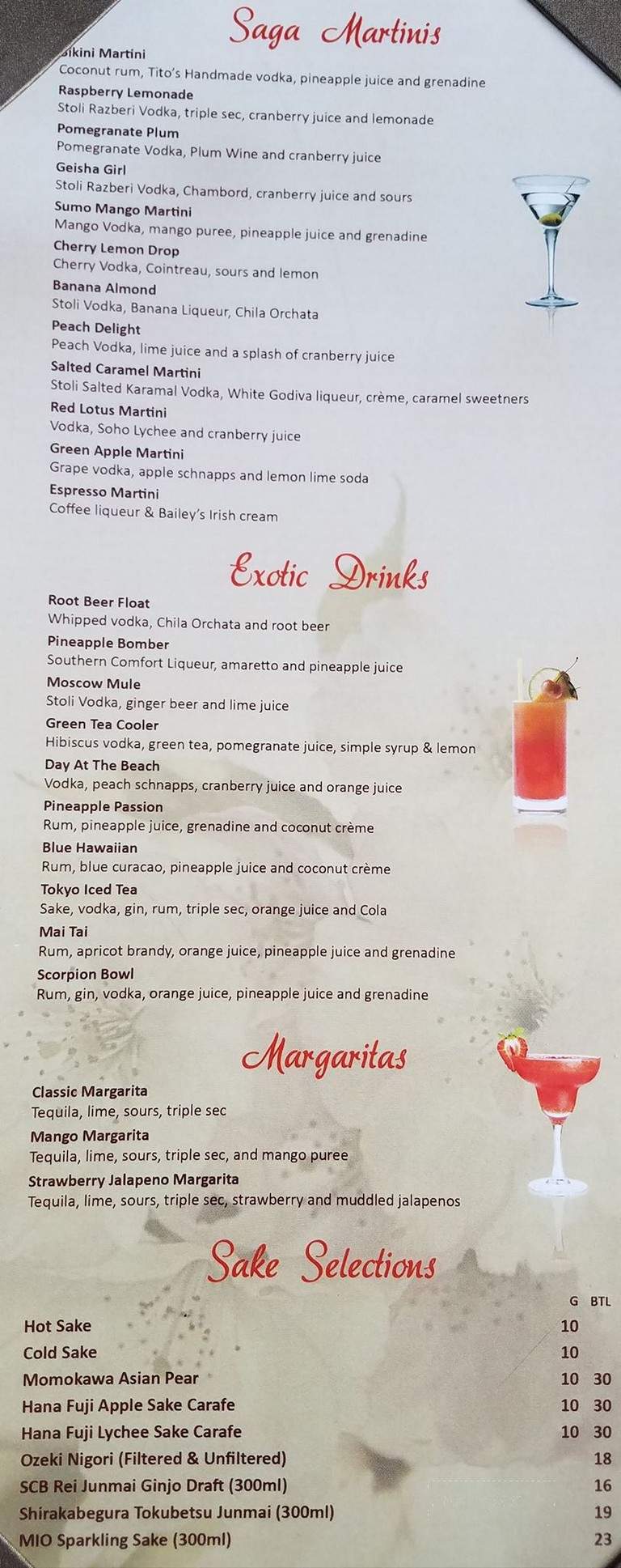Saga Hibachi Steakhouse & Sushi Bar - Robinson Township, PA menu_pic