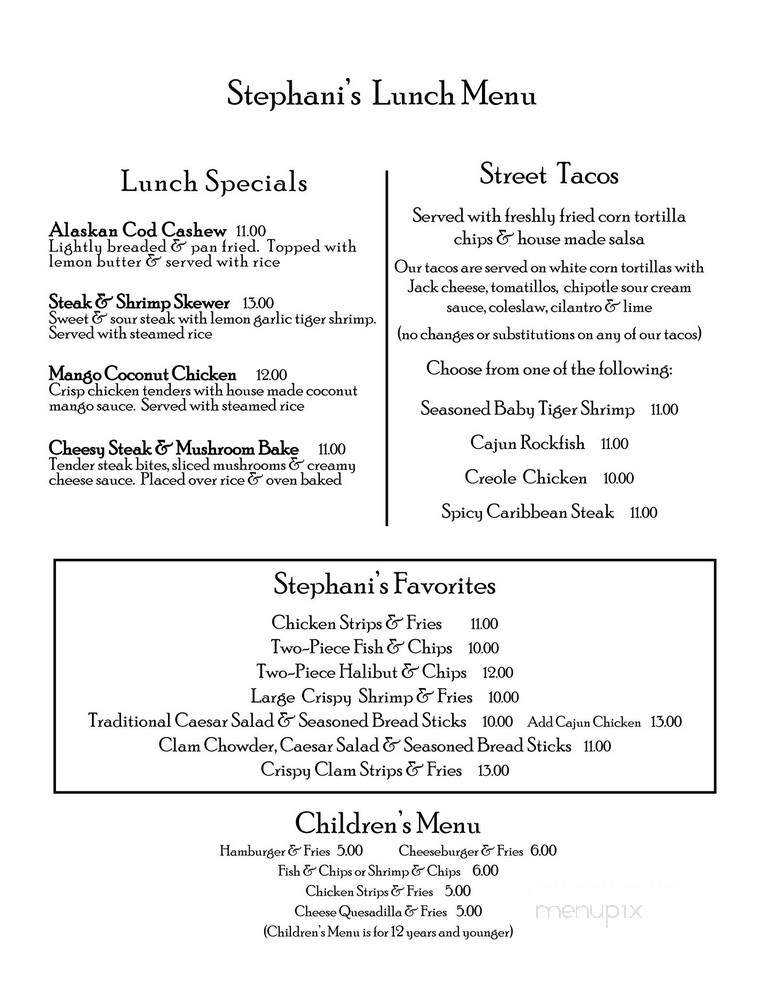 Stephani's Oak Street Grill - Colville, WA menu_pic