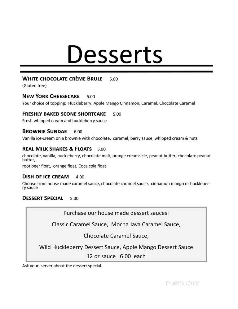 Stephani's Oak Street Grill - Colville, WA menu_pic