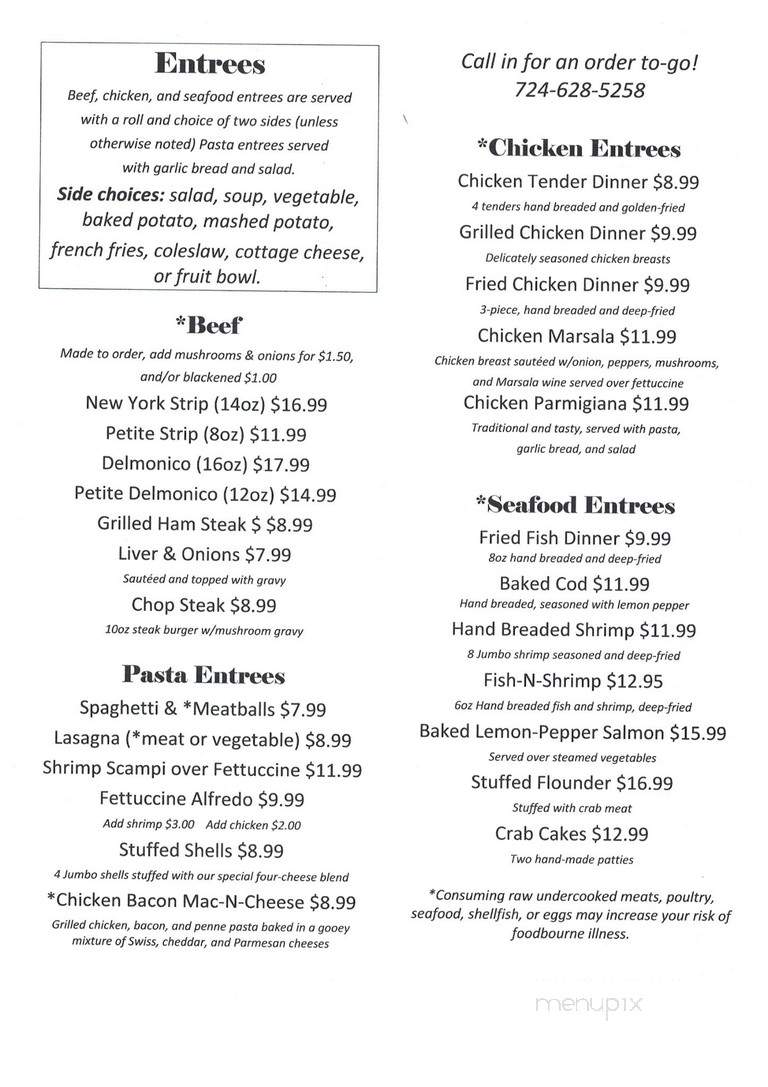 Miedel's Restaurant - Connellsville, PA menu_pic