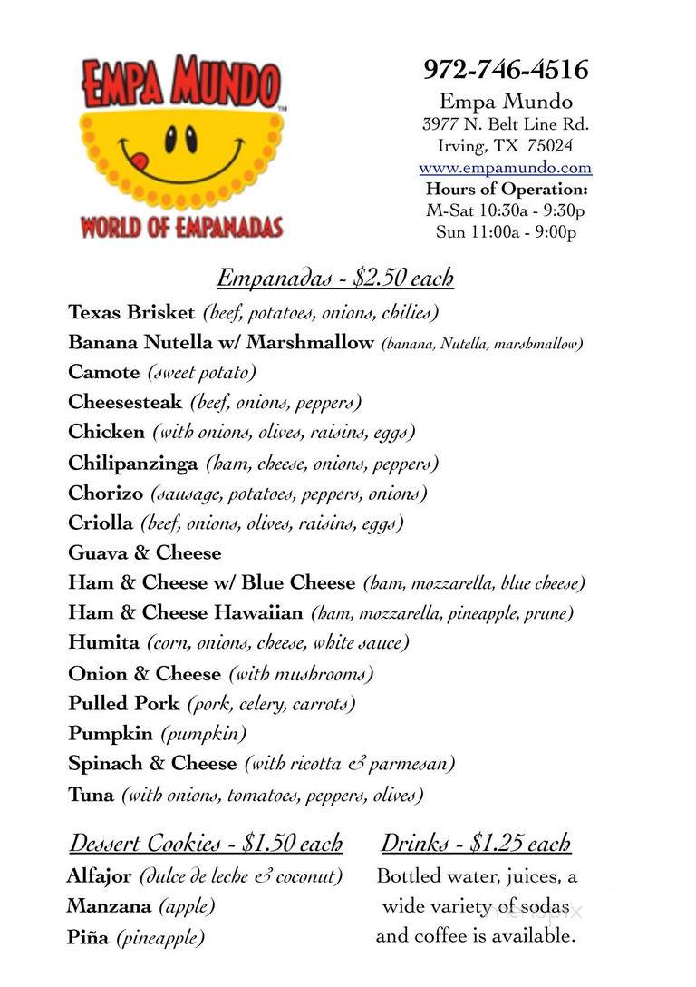 Empa Mundo - World of Empanadas - Irving, TX menu_pic