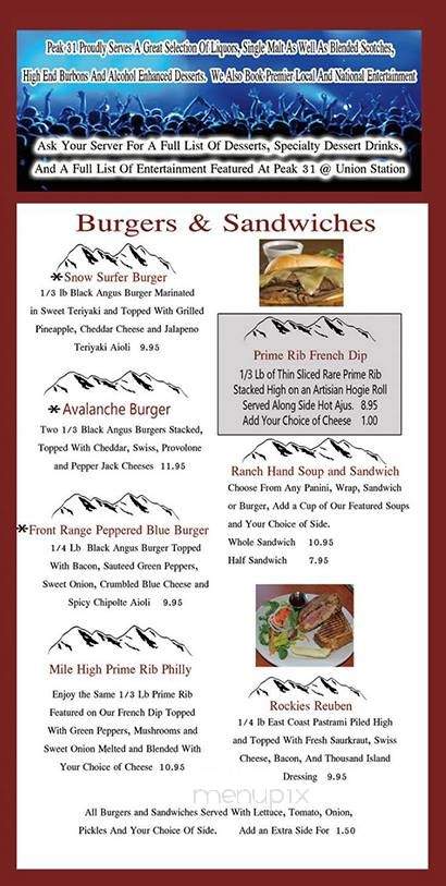 George's Union Station - Colorado Springs, CO menu_pic